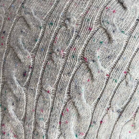 Talbots Sweater Pullover Gray Cable Knit Long Sleeve Cotton Acrylic Size Small - Picture 7 of 10